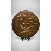 Große Antike Jugendstil Repousse Kupferschale Mit Fisch, Seestern & Algen Dekor Signiert Jp/Pj Marine Thema Natur Metall Geschenk von DanielTreasures