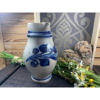 Alter Antiker Brocante-Krug Blau/Grau - 28 cm Alter Antiker Brocante-Krug Blau/Grau - 28 cm von DanielsVintageShop