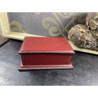 Braune Lederbox - Mit Leder Überzogene Holzkiste Retro Vintage von DanielsVintageShop