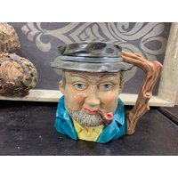 Vintage Großer Bierkrug - Biertopf Gesichtskrug Aus Keramik 70Er Jahre von DanielsVintageShop