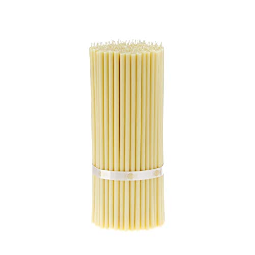 Danilovo 100 Stück Weiß Bienenwachs Kerzen - Orthodoxe Kerzen für Gebet, Rituals, Tischdeko Hochzeit - Ungiftig, Ruß - Tropffrei, Lang, Nachhaltige Produkte, N30, Höhe: 29 cm, Ø 8,7 mm von Danilovo