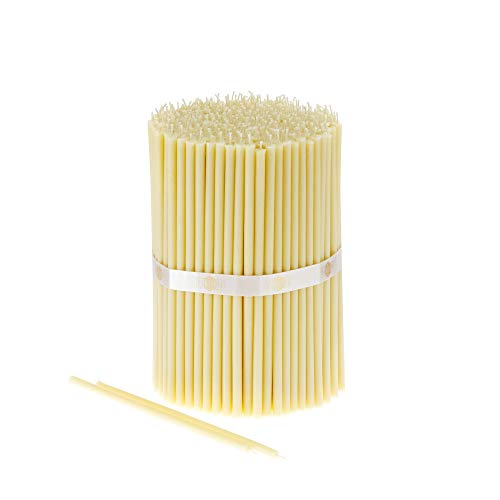 Danilovo 100 Stück Weiß Bienenwachs Kerzen - Orthodoxe Kerzen für Gebet, Rituals, Tischdeko Hochzeit - Ungiftig, Ruß - Tropffrei, Lang, Nachhaltige Produkte, N80, Höhe: 18,5 cm, Ø 6,1 mm von Danilovo