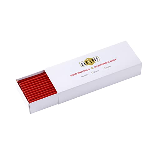 Danilovo Bienenwachs Kerzen 50 Stück (Rot) - Orthodoxe Kerzen für Gebet Rituals Tischdeko - Ungiftig, Ruß - Tropffrei, Lang, Nachhaltige Produkte (Höhe 18,5 cm) von Danilovo