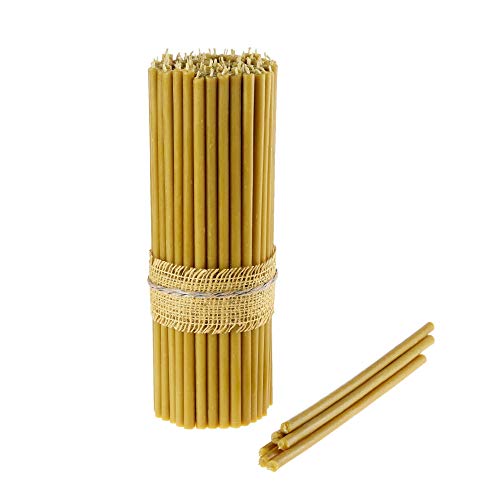 Danilovo Ritual Kerzen 100% Bienenwachs (Gelb) - Orthodoxe Kerzen für Gebet Tischdeko Hochzeit - Ungiftig, Ruß - Tropffrei, Nachhaltige Produkte, N30, Höhe: 29,5 cm, Ø 8,5 mm (75 stück) von Danilovo