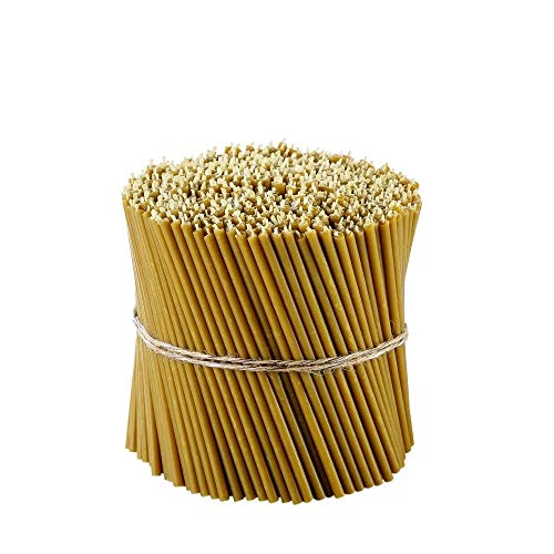Danilovo Ritual Kerzen 100% Bienenwachs (Gelb) - Orthodoxe Kerzen für Gebet Tischdeko Hochzeit - Ungiftig, Ruß - Tropffrei, Nachhaltige Produkte, N140, Höhe: 16 cm, Ø 5 mm (50 stück) von Danilovo
