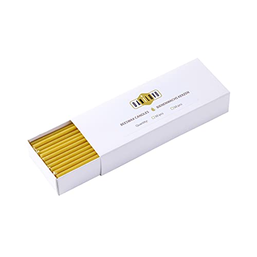 Danilovo Bienenwachs Kerzen 50 Stück (Gelb) - Orthodoxe Kerzen für Gebet Tischdeko - Ungiftig, Ruß - Tropffrei, Lang, Nachhaltige Produkte (Höhe 20,5 cm) von Danilovo
