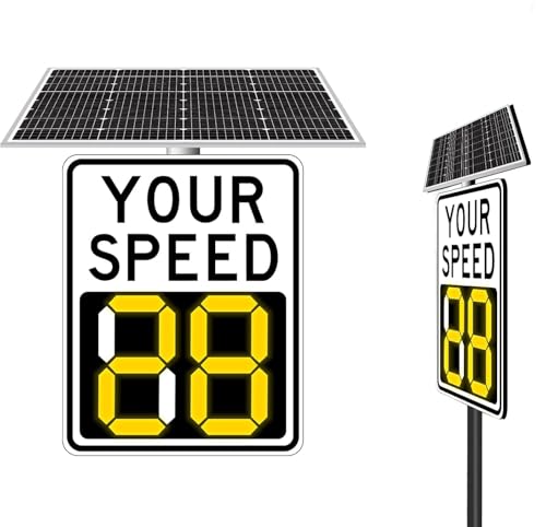 Danive 24"X35" Solar-Ziffern-Geschwindigkeitsschild mit begrenzter Geschwindigkeit, Verkehrsfahrer-Feedbackschilder, 2 Digitale solarbetriebene Anzeige, Geschwindigkeitsbegrenzung von Danive