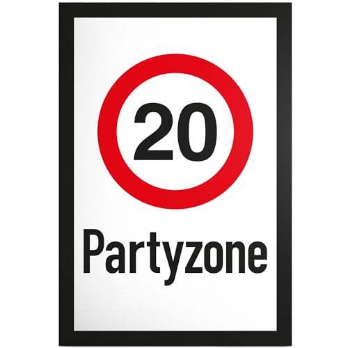 DankeDir! 20 Partyzone - Schild Geschenk 20. Geburtstag Geschenkidee Geburtstagsgeschenk Zwanigsten Geburtstagsdeko Partydeko Party Zubehör Geburtstagskarte von DankeDir!