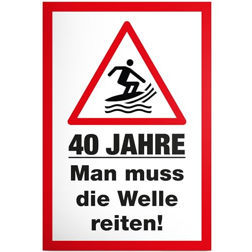 DankeDir! 40 Jahre Welle reiten - 30 x 20 cm Schild - Geschenk 40. Geburtstag Surfer Geschenkidee Geburtstagsgeschenk Vierzigsten Geburtstagsdeko Partydeko Party Zubehör Geburtstagskarte 40er von DankeDir!