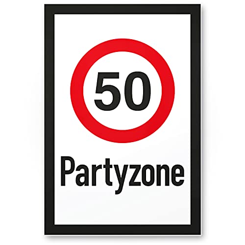 DankeDir! 50 Partyzone - Schild Geschenk 50. Geburtstag Geschenkidee Geburtstagsgeschenk Fünzigsten Geburtstagsdeko Partydeko Party Zubehör Geburtstagskarte von DankeDir!