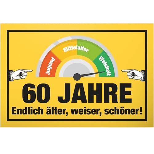 DankeDir! Älter weiser schöner - Kunststoff Schild 30 x 20 cm - Geburtstagsdeko Geburtstagskarte Partydeko Geschenkidee 60er - Geburtstagsgeschenk 60. Geburtstag Geschenk 60 Jahre Männer & Frauen von DankeDir!