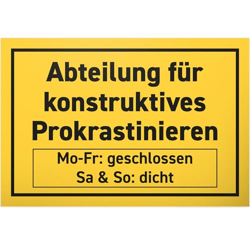 DankeDir! Abteilung für Prokrastinieren - Schild 30 x 20 cm - Türschild Spruchschild Wanddeko lustiger Spruch Geburtstagsgeschenk - Deko Geschenkidee Party Geschenk Kollegen Freunde Partydeko DankeDir! Abteilung für Prokrastinieren - Schild 30 x 20 cm - Türschild Spruchschild Wanddeko lustiger Spruch Geburtstagsgeschenk - Deko Geschenkidee Party Geschenk Kollegen Freunde Partydeko von DankeDir!