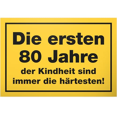 DankeDir! Achtzig Jahre Kindheit - Schild 30 x 20 cm - Geburtstagskarte Geschenkidee Geburtstagsdeko Partydeko - 80 Jahre Geschenk 80. Geburtstag Männer & Frauen 80er Geburtstagsgeschenk von DankeDir!