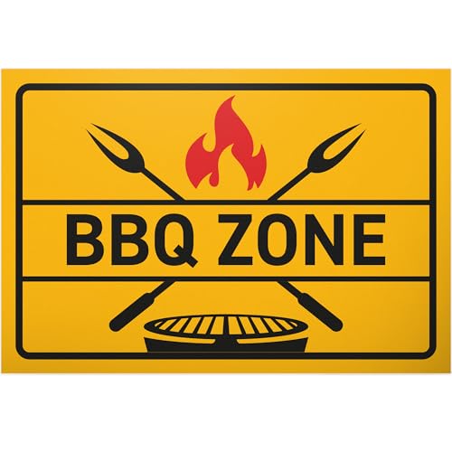 DankeDir! BBQ Zone - 30 x 20 cm Schild - Geburtstagsgeschenk Türschild lustiger Spruch Grill Barbecue - Partydeko Deko Geschenkidee Griller Kollegen Freunde Geschenk für Ihn Party von DankeDir!