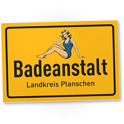 DankeDir! Badeanstalt - Schild 30 x 20 cm - Hinweisschild Schwimmbad Sauna - lustiger Spruch Geburtstagsgeschenk Swimming Pool Spruchschild Türschild Badezimmer Wanddeko Toilette WC von DankeDir!