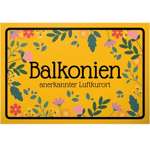 DankeDir! Balkonien - Schild 30 x 20 cm - Balkon Geschenkidee Geschenk Partydeko Kollegen Freunde Party Deko - Spruchschild lustiger Spruch Türschild Wanddeko Geburtstagsgeschenk von DankeDir!