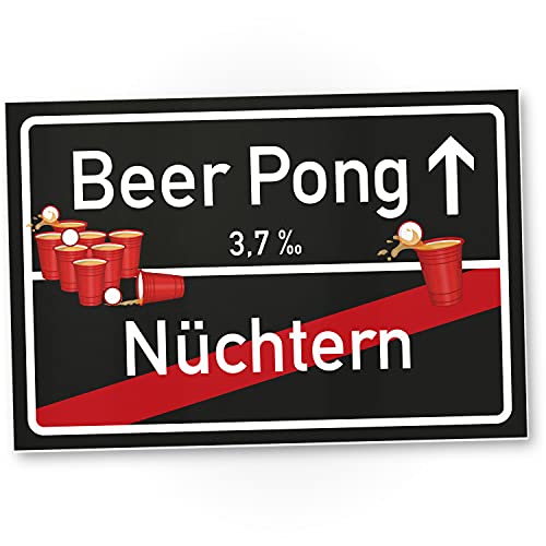 DankeDir! Beer Pong Schild - Ortsschild Geschenkidee lustiges Geschenk Studenten Mitbringsel Einweihungsparty WG-Party Party Deko Wanddeko Trinkspiele von DankeDir!