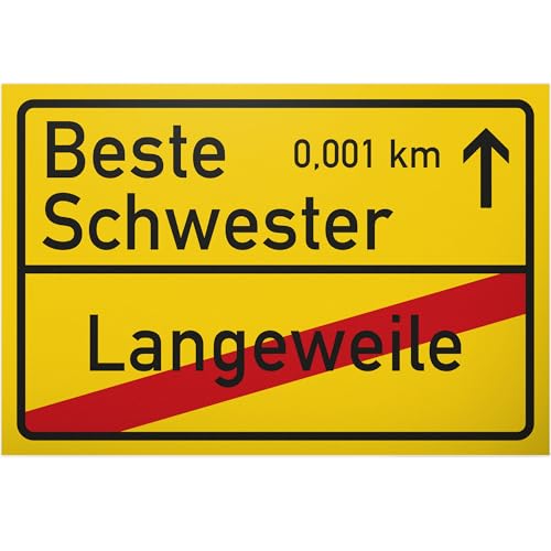 DankeDir! Beste Schwester Ortsschild 30 x 20 cm Schild - Türschild - Zimmerschild Geschenkidee - süßes Geburtstagsgeschenk Schwester Wanddeko - kleines Geschenk Geschwister von DankeDir!