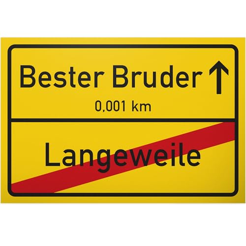 DankeDir! Bester Bruder Ortsschild 30 x 20 cm Schild - Türschild - Zimmerschild Geschenkidee - süßes Geburtstagsgeschenk Bruder Wanddeko - kleines Geschenk Überraschung Geschwister von DankeDir!
