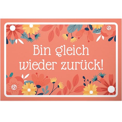 DankeDir! Bin gleich wieder zurück - Schild 30 x 20 cm - Tür Türschild Komme gleich wieder Hinweis Geburtstagsgeschenk - Hinweissschild Deko Geschenk Laden Restaurant Büro Firma von DankeDir!