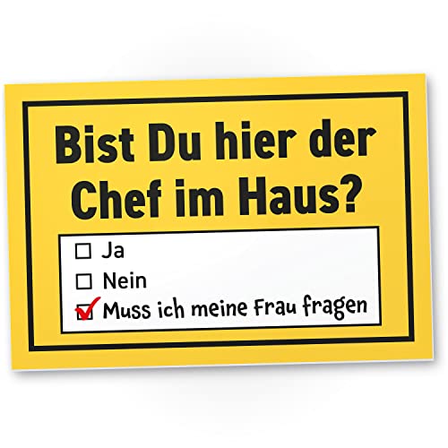 DankeDir! Bist Du Chef im Haus - 30 x 20 cm Schild - Männer Geschenk Geburtstagsgeschenk Freund Geburtstag - Geburtstagskarte Geburtstagsdeko Geschenkidee Partydeko von DankeDir!