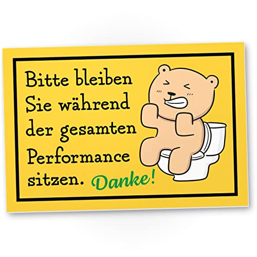 DankeDir! Bitte Bleiben Sie Sitzen - Schild 30 x 20 cm - WC Schild zum aufhängen Klo Schild Kloschild lustig Toilette Toilettenschild - Gästetoilette Wand Türschild Herren Gäste Deko von DankeDir!