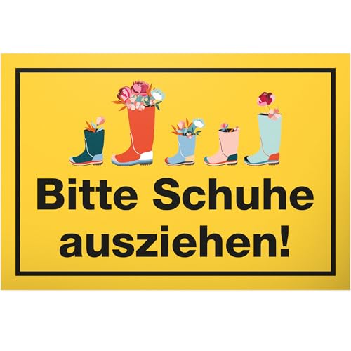 DankeDir! Bitte Schuhe ausziehen - Schild 30 x 20 cm - Geschenkidee Partydeko Deko Geschenk Kollegen Freunde Party - lustiger Spruch Spruchschild Türschild Geburtstagsgeschenk Wanddeko von DankeDir!