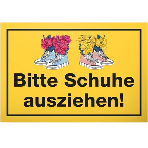 DankeDir! Bitte Schuhe ausziehen - Schild 30 x 20 cm - Geschenkidee Partydeko Deko Geschenk Kollegen Freunde Party - lustiger Spruch Spruchschild Türschild Geburtstagsgeschenk Wanddeko von DankeDir!