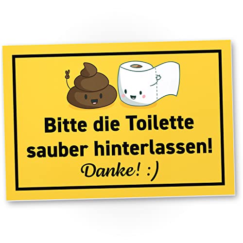 DankeDir! Bitte Toilette sauber hinterlassen - Schild 30 x 20 cm - Toilettenschild Kloschild Klo Schild lustig zum aufhängen - Deko witzig Türschild Gästetoilette Herren Wand Gäste WC von DankeDir!