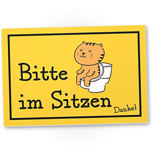 DankeDir! Bitte im Sitzen - Schild 30 x 20 cm - Toilettenschild WC Schild zum aufhängen lustig Kloschild Toilette Klo Schild - Herren witzig Türschild Gäste WC Wand Gästetoilette Deko von DankeDir!