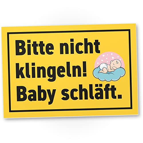 DankeDir! Bitte nicht Klingeln Baby schläft - 30 x 20 cm Schild - Kollegen Freunde Geschenk Junge Eltern Geschenkidee Deko - Hinweisschild Hinweis Neugeborenes Spruchschild Türschild von DankeDir!