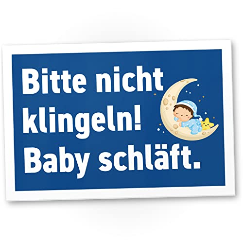 DankeDir! Bitte nicht Klingeln Baby schläft - 30 x 20 cm Schild - Kollegen Freunde Geschenk Junge Eltern Geschenkidee Deko - Hinweisschild Hinweis Neugeborenes Spruchschild Türschild von DankeDir!