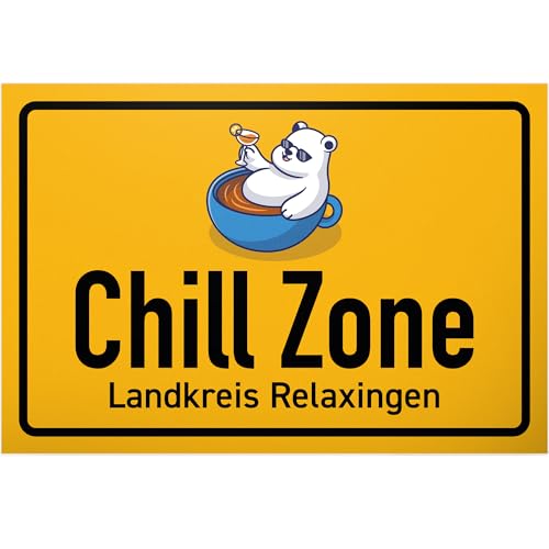 DankeDir! Chill Zone - Schild 30 x 20 cm - Türschild Wandschild lustiger Spruch Geburtstagsgeschenk Wanddeko Spruchschild - Party Partydeko Deko Geschenkidee Kollegen Freunde Geschenk von DankeDir!