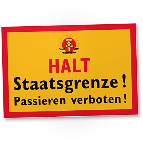 DankeDir! DDR Halt Staatsgrenze - Schild 30 x 20 cm - Deko Büro Kollegen Freunde Party Partydeko Geschenk Geschenkidee - Geburtstagsgeschenk Ossi Spruchschild Spruch Türschild von DankeDir!