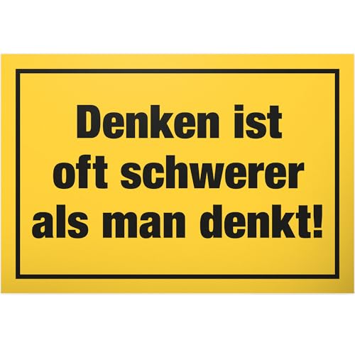 DankeDir! Denken schwerer als man denkt - 30 x 20 cm Schild - Geburtstagsgeschenk lustiger Spruch Spruchschild Wanddeko Türschild - Party Geschenkidee Kollegen Freunde Geschenk Deko Partydeko Büro von DankeDir!