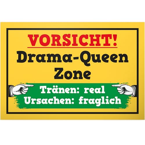 DankeDir! Drama Queen Zone - Schild 30 x 20 cm - Teenager Spruch Türschild Jugendzimmer Geschenkidee Zimmer Mädchen - Zimmer Deko Dekoration Geschenk Idee Tür Deko Mädels Pubertät von DankeDir!