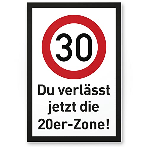 DankeDir! Dreißig 20er Zone - Schild 30 x 20 cm - Geschenkidee Geburtstagsdeko Geburtstagskarte Partydeko - Geschenk Männer & Frauen Geburtstagsgeschenk 30 Jahre 30er 30. Geburtstag von DankeDir!