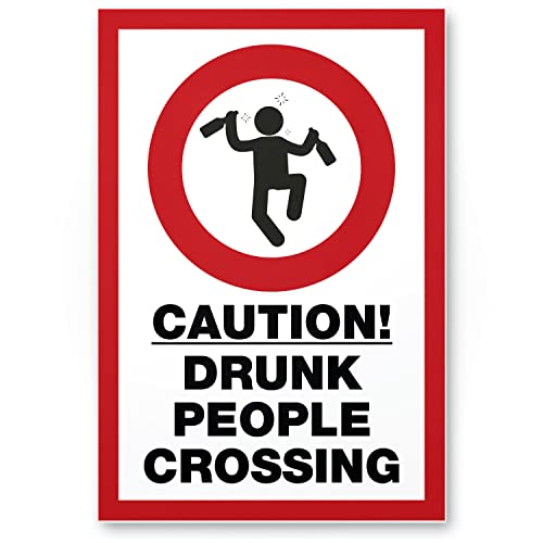 DankeDir! Drunk people Crossing - Schild 30 x 20 cm - Geschenkidee Geburtstagsdeko lustiger Spruch Geburtstagsgeschenk Partydeko - JGA Zubehör Alkohol Geschenk Bar Disco Party Saufen von DankeDir!