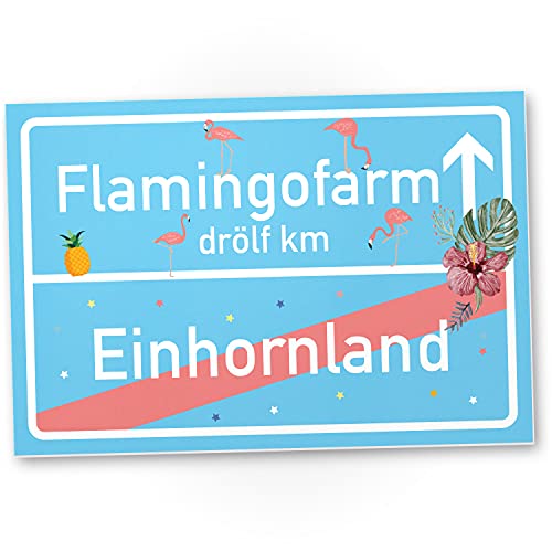 DankeDir! Einhorn Flamingo Schild Ortsschild - Ortstafel süße Wanddeko Deko Türschild Mädchen-Wohnung Mädchen-Zimmer Geschenkidee Geburtstags-Geschenk Lustige Überraschung - beste Freundin von DankeDir!