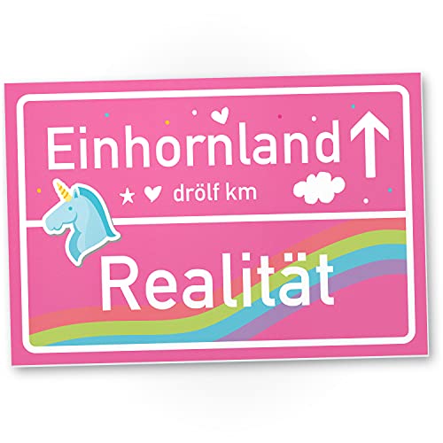 DankeDir! Einhornland Dream Schild 30 x 20 cm rosa Ortsschild Ortstafel Süße Wand-Deko Türschild Mädchen Wohnung Mädchen Zimmer Geschenkidee Geburtstagsgeschenk - beste Freundin von DankeDir!