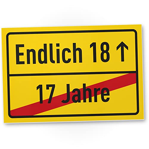 DankeDir! Endlich Achtzehn - Schild - Partydeko Geschenkidee Geburtstagskarte Volljährig Geburtstagsdeko - 18. Geburtstag 18er Jungen & Mädchen 18 Jahre Geburtstagsgeschenk Geschenk von DankeDir!