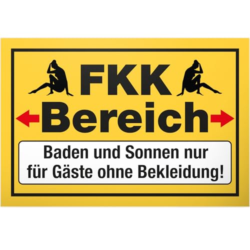 DankeDir! FKK Bereich - Schild 30 x 20 cm - Türschild Geburtstagsgeschenk Spruchschild Pool Freie Körperkultur lustiger Spruch - Kollegen Freunde Party Deko Geschenk Partydeko Geschenkidee von DankeDir!