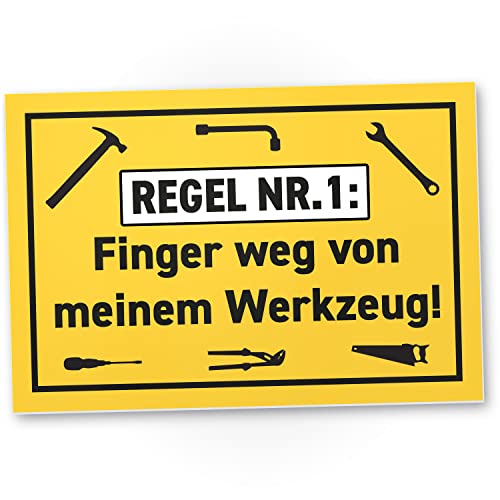 DankeDir! Finger weg von Werkzeug - 30 x 20 cm Schild - Geburtstagsgeschenk Geschenk Freund Geburtstag Männer - Partydeko Geschenkidee Geburtstagsdeko Geburtstagskarte - Papa Vater von DankeDir!