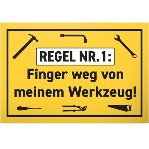 DankeDir! Finger weg von Werkzeug - 30 x 20 cm Schild - Geburtstagsgeschenk Geschenk Freund Geburtstag Männer - Partydeko Geschenkidee Geburtstagsdeko Geburtstagskarte - Papa Vater von DankeDir!