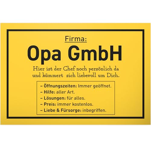 DankeDir! Firma Opa GmbH - Schild 30 x 20 cm - Geburtstag Karte Glückwunschkarte Opi Enkel Geschenkidee Weihnachten Großvater - Geschenk Opa Deko Vatertag Geburtstagsgeschenk Partydeko DankeDir! Firma Opa GmbH - Schild 30 x 20 cm - Geburtstag Karte Glückwunschkarte Opi Enkel Geschenkidee Weihnachten Großvater - Geschenk Opa Deko Vatertag Geburtstagsgeschenk Partydeko von DankeDir!
