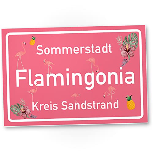 DankeDir! Flamingo Schild - Flamingonia kleines Geschenk für sie - süße Deko Wanddeko Türschild Mädchen Wohnung Zimmer Geschenkidee Geburtstagsgeschenk beste Freundin Party Deko von DankeDir!