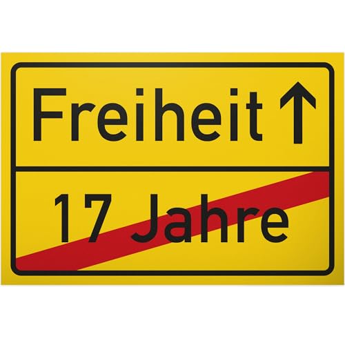 DankeDir! Freiheit (17 Jahre) - Schild Ortsschild Geschenk 18. Geburtstag bester Freund Freundin Geschenkidee Geburtstagsgeschenk Volljährigkeit Kleines Geschenk 18er Geburtstagsparty von DankeDir!