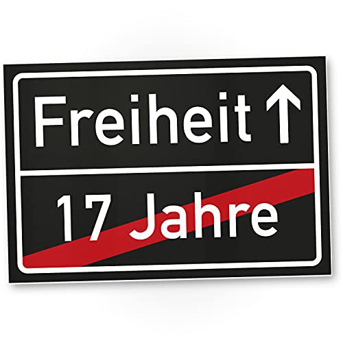 DankeDir! Freiheit Achtzehn - Schild Ortsschild schwarz Geschenk 18. Geburtstag Freund Freundin Geschenkidee Geburtstagsgeschenk Volljährigkeit Geschenk 18er Geburtstagsparty von DankeDir!