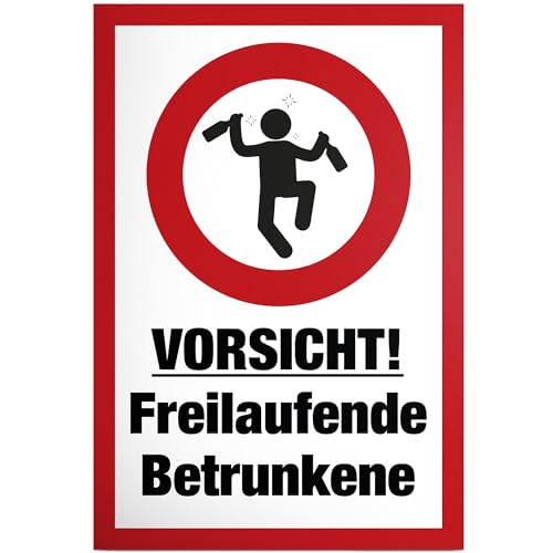 DankeDir! Freilaufende Betrunkene - Schild 30 x 20 cm - Geschenkidee Geburtstagsdeko lustiger Spruch Geburtstagsgeschenk Partydeko - JGA Zubehör Alkohol Geschenk Requiste Party von DankeDir!