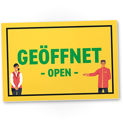 DankeDir! Geöffnet Open Offen - Schild 30 x 20 cm - Tür Wanddeko Türschild Hinweis Wandschild Geburtstagsgeschenk - Hinweissschild Deko Geschenk Laden Restaurant Büro Firma von DankeDir!